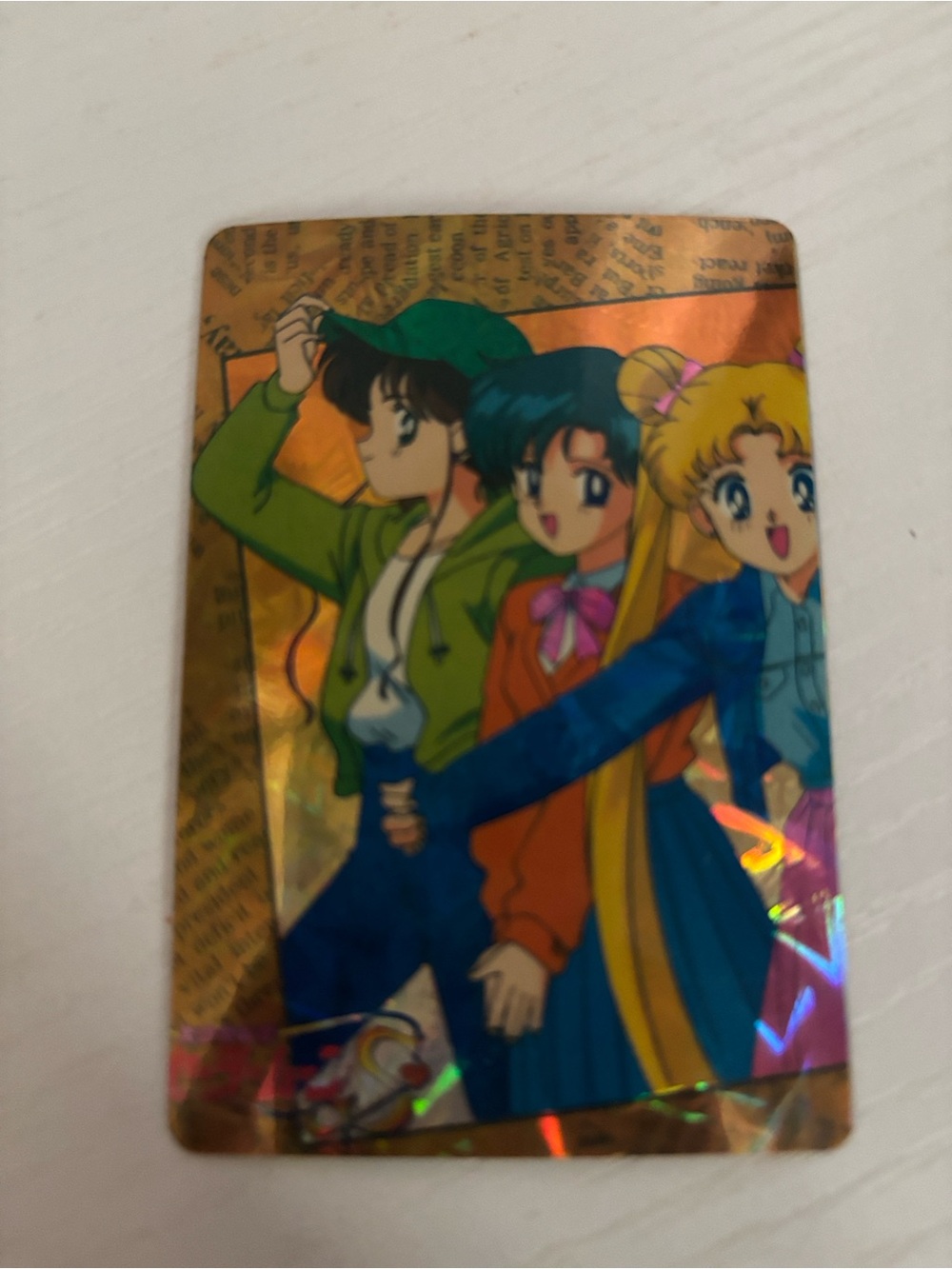 Sailor Moon Anime Holographic Trading Card - Ami, Makoto, and Usagi